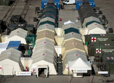 An assembled field hospital, in Cosenza, Italy last week.