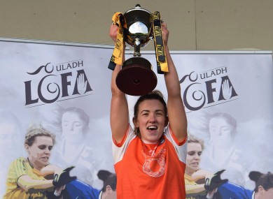 Armagh captain Kelly Mallon lifting the silverware.