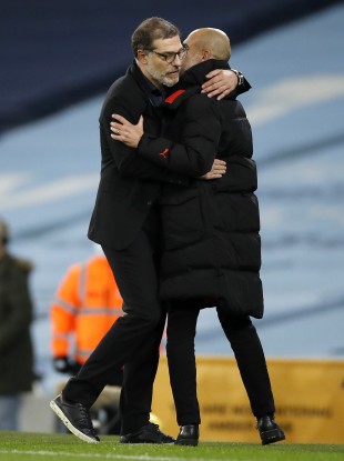Slaven Bilic and Pep Guardiola after the game.