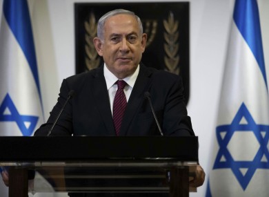 Israeli Prime Minister Benjamin Netanyahu delivers an address announcing the dissolution of Israel's government
