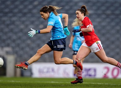 Dublin's Noelle Healy has a shot on goal.
