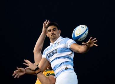 Pablo Matera of the Pumas goes up for the ball during the Tri-Nations games against the Wallabies last month.