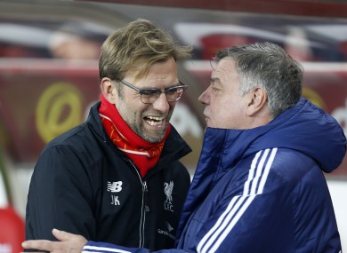 Jurgen Klopp (left) and Sam Allardyce pictured in 2015.