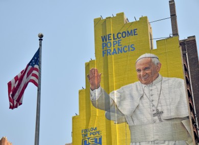 An outdoor mural in New York City dedicated to the Pope's visit in 2015