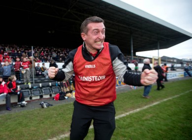 Tom Mullally celebrates at the final whistle of the 2013 Leinster senior club final. after steering Mount Leinster Rangers to victory over Oulart-The Ballagh.