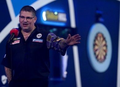 Gary Anderson is interviewed following his victory over Dirk Van Duijvenbode.