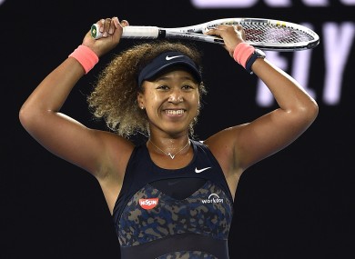 Naomi Osaka reacts after sealing victory against Jennifer Brady in today's Australian Open final.