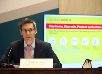 Dr Ronan Glynn speaking at Thursday's NPHET briefing.