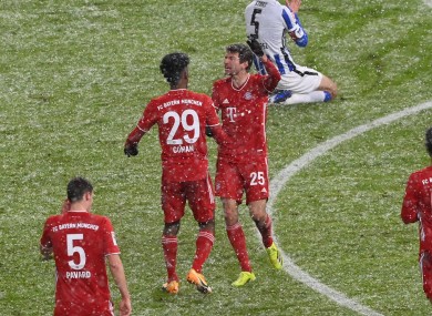 Bayern Munich players celebrate.