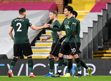 Tottenham Hotspur's Dele Alli celebrates with team-mates.