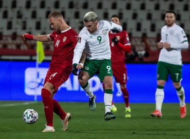 Aaron Connolly in action against Serbia on Wednesday.