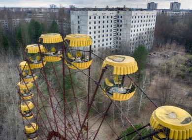An abandoned Ferris wheel in the ghost town of Pripyat, close to the Chernobyl nuclear plant.