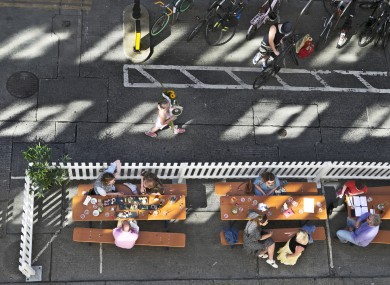 People enjoying outdoor dining on Dame Court in Dublin last summer.