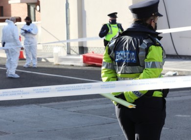 Gardaí at the scene of the shooting on Eugene Street in Dublin in February.
