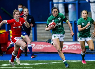 Hannah Tyrrell breaks free against Wales.