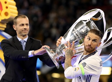 Hands off: Uefa president Aleksander Ceferin (left) has strongly criticised plans for a breakaway Super League.