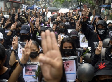 Protestors gathered to pray for those who have died in protests in Myanmar