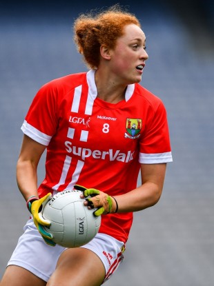 Cork’s Niamh Cotter drives forward during the 2019 TG4 All-Ireland senior championship semi-final against Dublin at Croke Park.