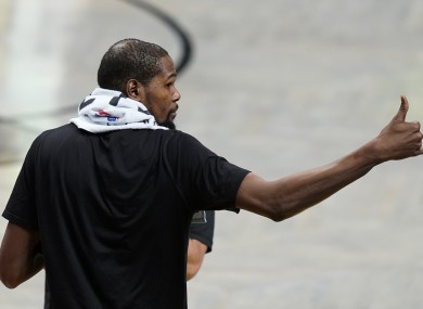 Kevin Durant pictured after the victory over the Pelicans last night.
