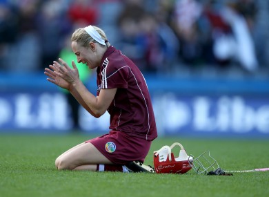 Therese Maher celebrates after Galway's All-Ireland win in 2013.