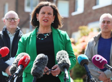 Sinn Féin leader Mary Lou McDonald speaks to the media in Ballymurphy, Belfast, after meeting with the families of people who were killed in the Ballymurphy massacre