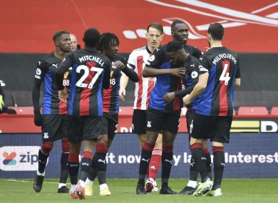 Crystal Palace celebrate Christian Benteke's opener.
