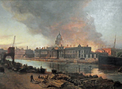 Archibald McGoogan's painting of the burning of the Custom House.