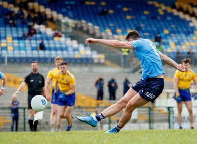 Dublin's Cormac Costello scores a point from a late penalty.