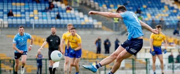 Dublin's Cormac Costello scores a point from a late penalty.
