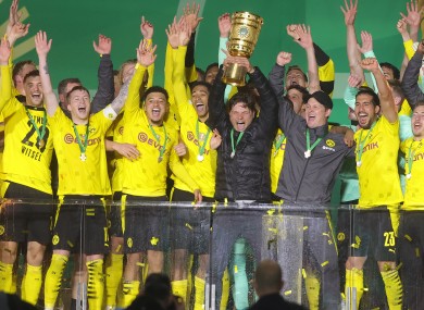 Dortmund players and staff celebrate.