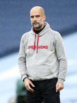 Manchester City manager Pep Guardiola during the Premier League match at the Etihad Stadium.