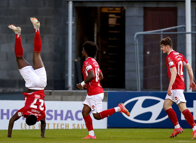 Romeo Parkes celebrates his winning goal.