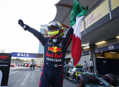 The victorious Sergio Perez.