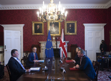 Maros Sefcovic, left, and UK Brexit minister David Frost have been leading talks on the issue