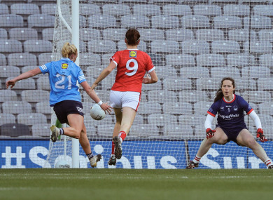 Carla Rowe finds the net for Dublin.