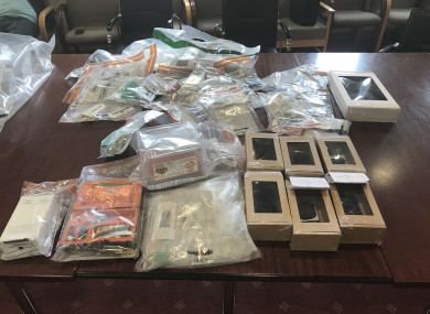 Some of the items seized in the raids.