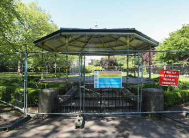 The St Stephen's Green bandstand pictured yesterday before the barriers were removed by people in the park.
