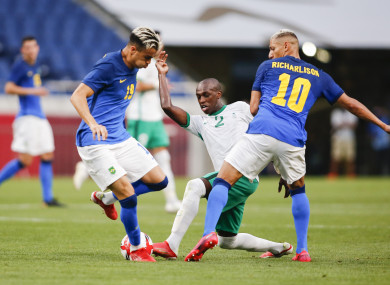 Action from the Brazil-Saudi Arabia game.