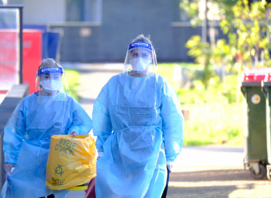 Health workers at Ariele Apartments in Maribyrnong, north-west of Melbourne