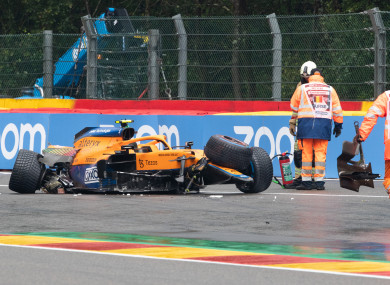 Lando Norris wrote off the back of his McLaren.
