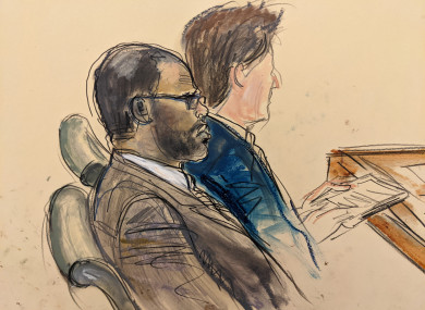 Courtroom artist's sketch of R Kelly during his trial.