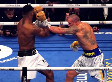 Anthony Joshua in action against Oleksandr Usyk.