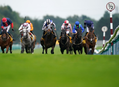 Island Brave (right) storms to victory.