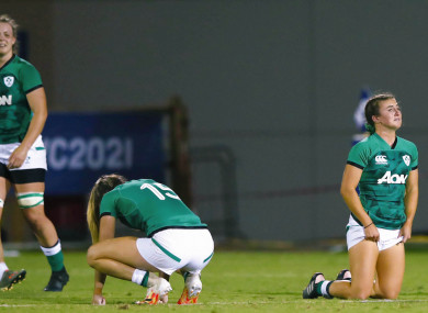 Ireland players dejected at the final whistle.