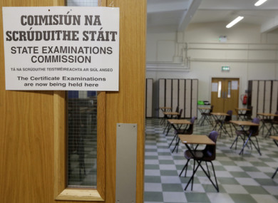 File image of a Leaving Cert exam hall in Dublin.