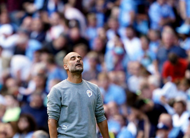 A frustrated Pep Guardiola.