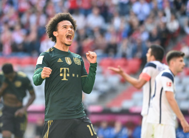 Leroy Sane celebrates his goal.