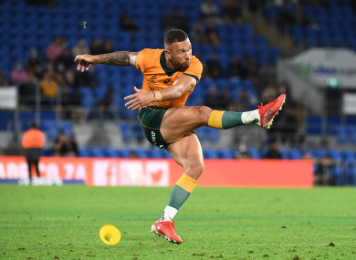 Quade Cooper scoring Australia's winning penalty at the weekend.