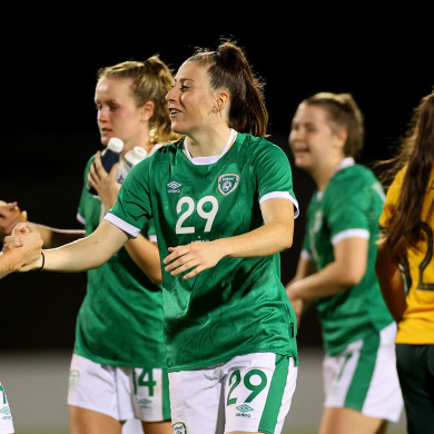 Lucy Quinn (29) celebrates after the 3-2 win.