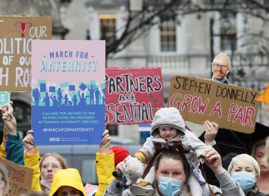 Protesters outside Leinster House today